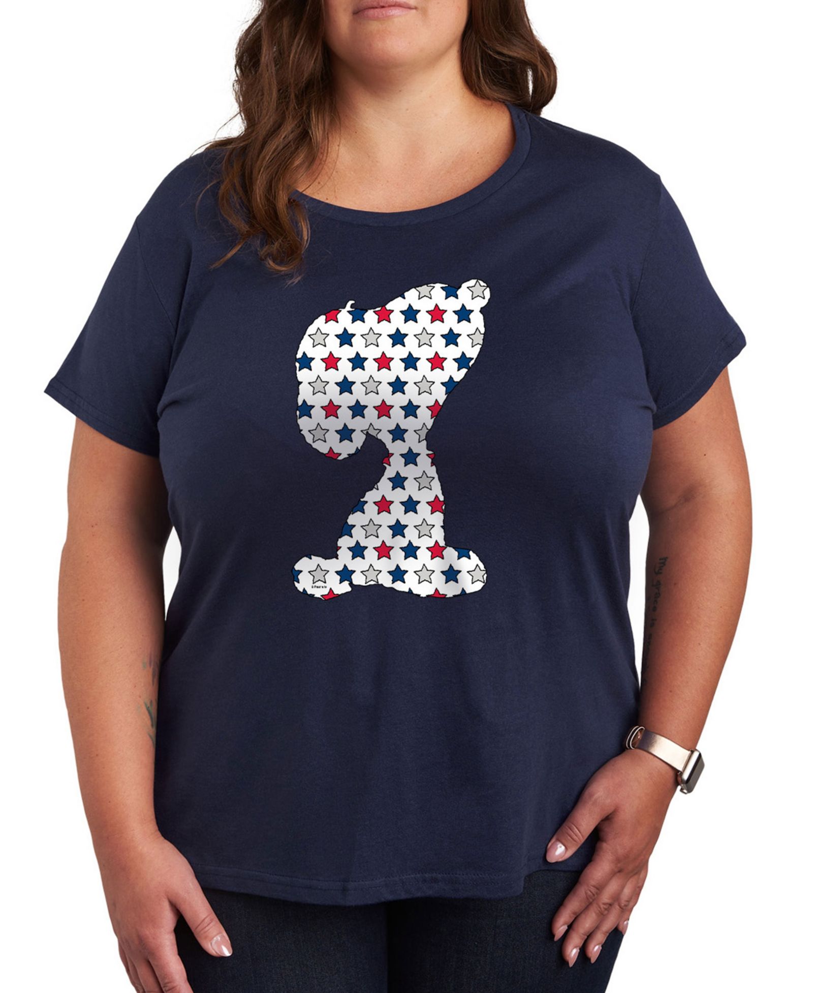 Футболка Hybrid Apparel Plus Size Peanuts Americana Snoopy Graphic Crew Neck