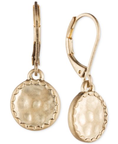 lonna & lilly Gold-Tone Hammered Disc Drop Earrings