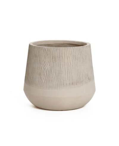 LuxenHome Wood Pattern Round Tapered MgO Planter