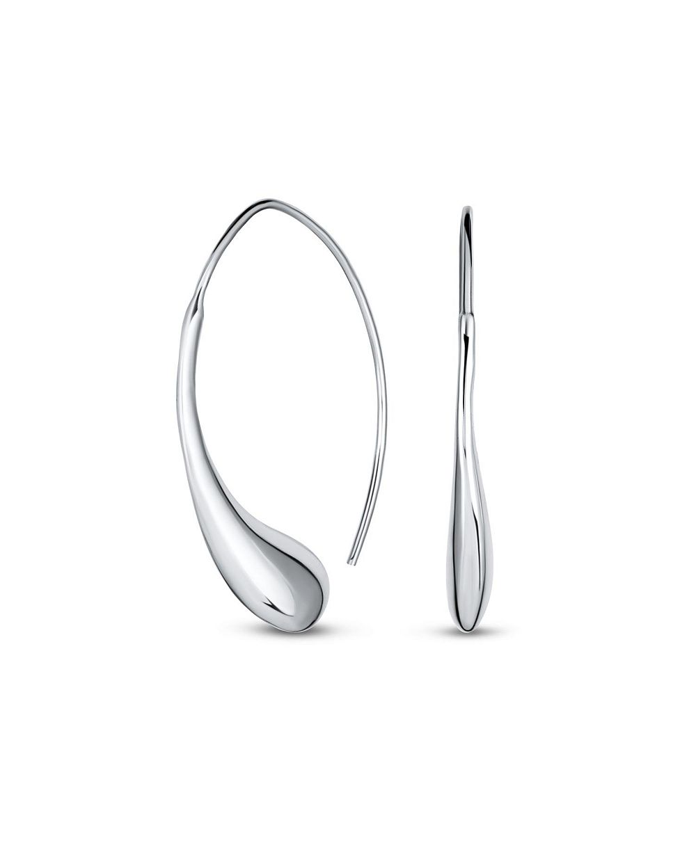 Bling Jewelry минималистичные простые полированные блестящие удлиненные серьги-протяжки в форме капли из стерлингового серебра