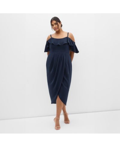 CITY CHIC Women's Flirtation Drape Midi Dress