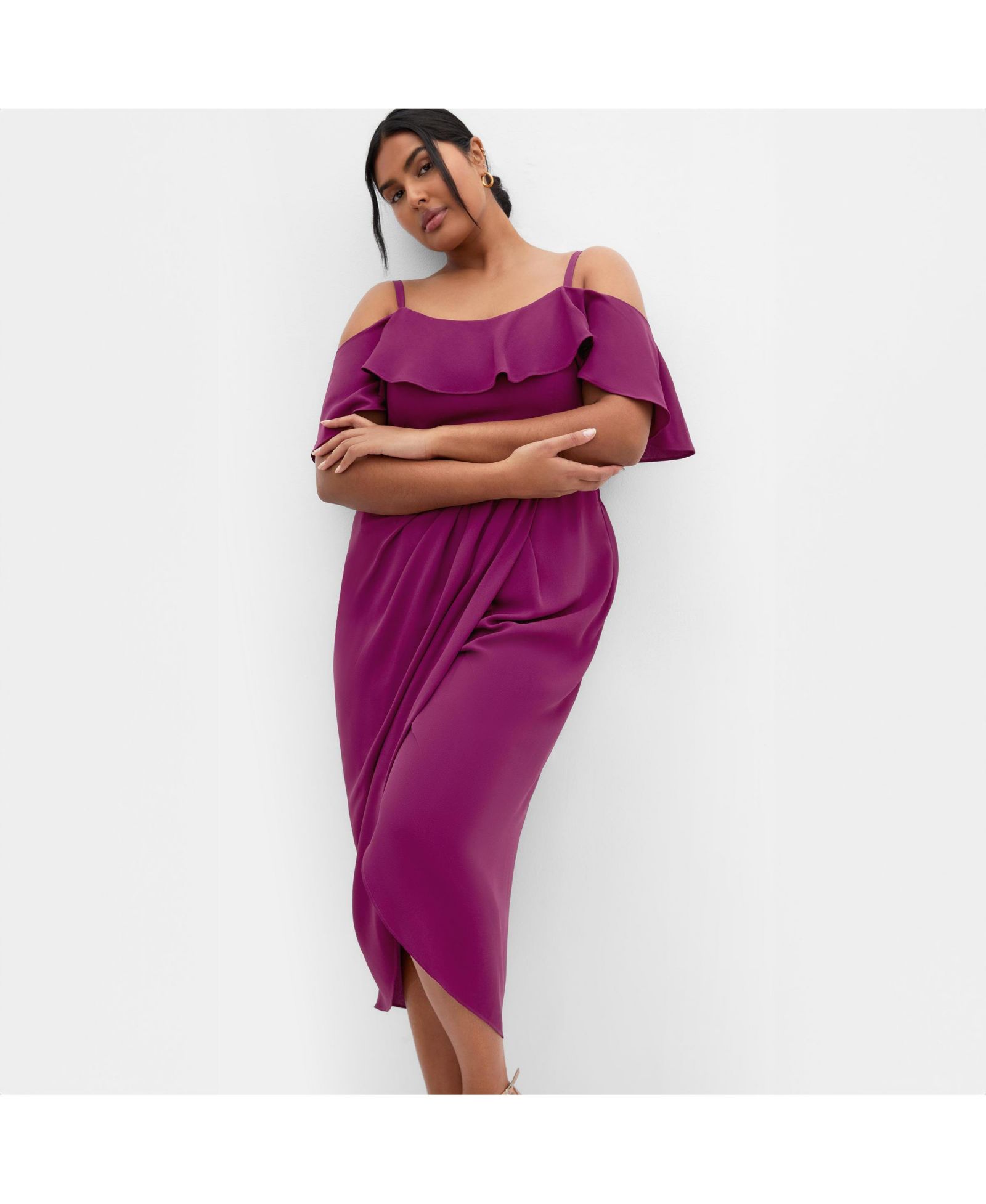 CITY CHIC Women's Flirtation Drape Midi Dress