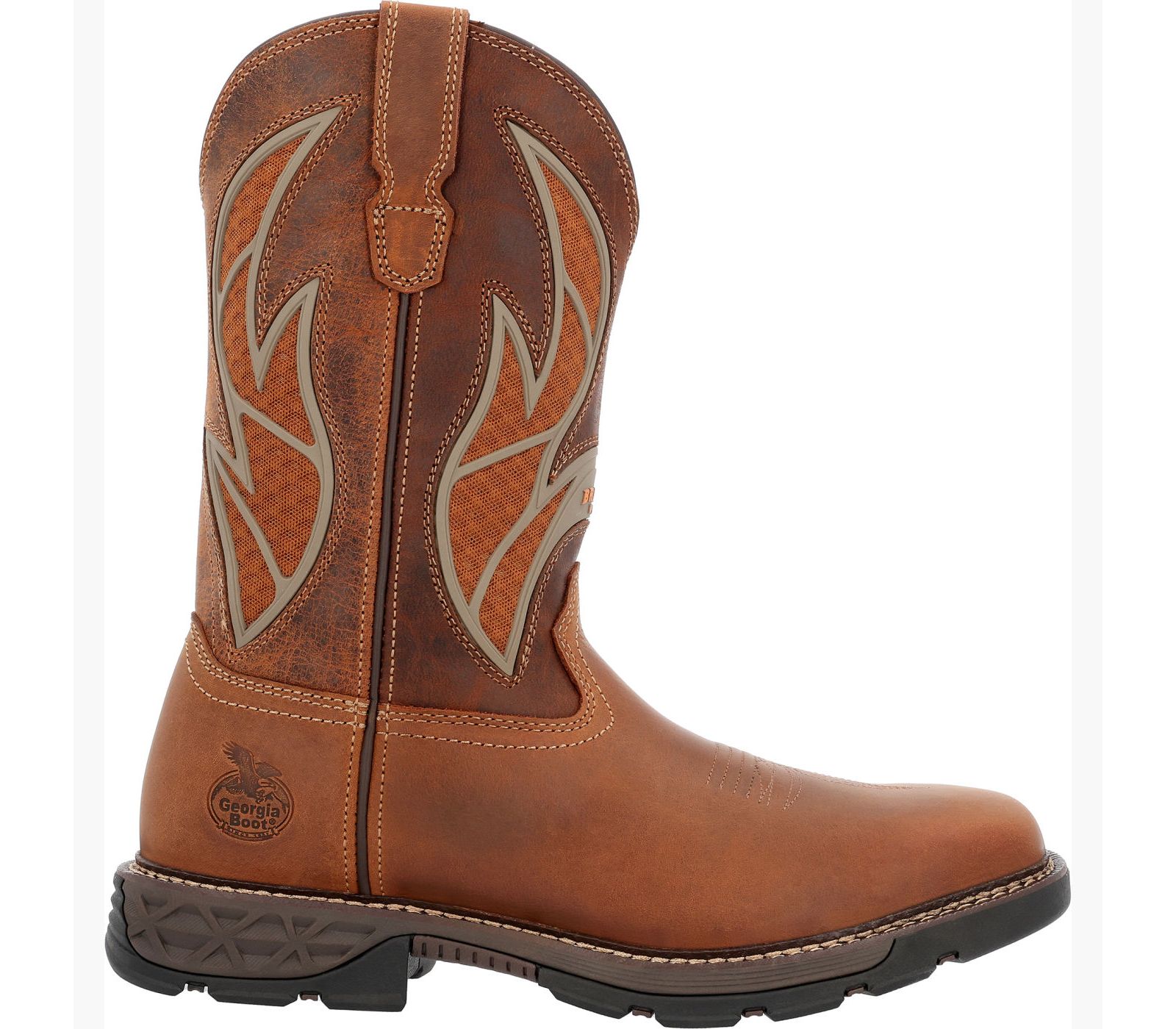 GEORGIA BOOT Men's Carbo-Tec FLX Pull-on with InsulKul Work Boot in Brown/Brick