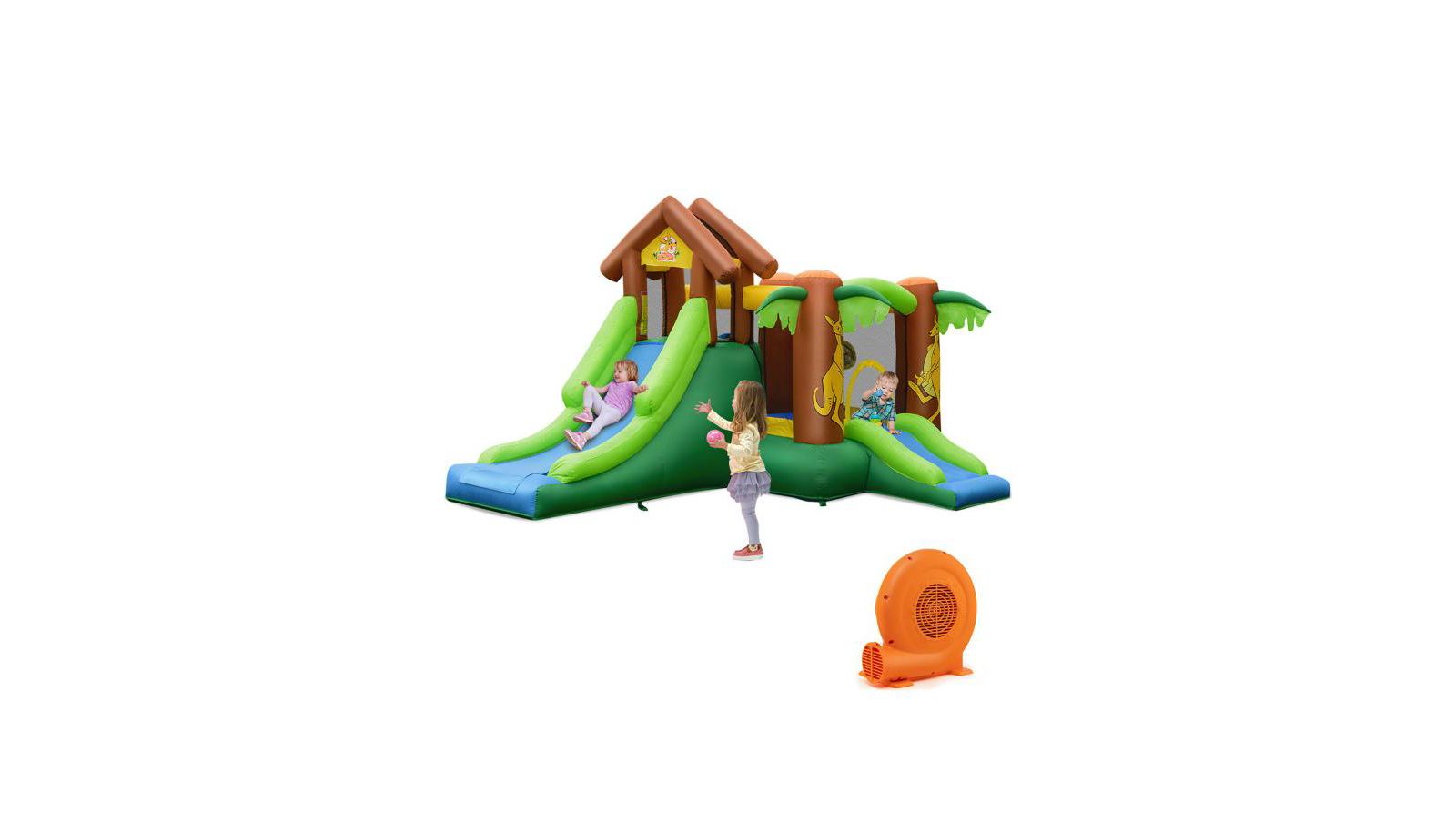 Детский надувной игровой замок Jungle Bounce House с воздуходувкой 680W