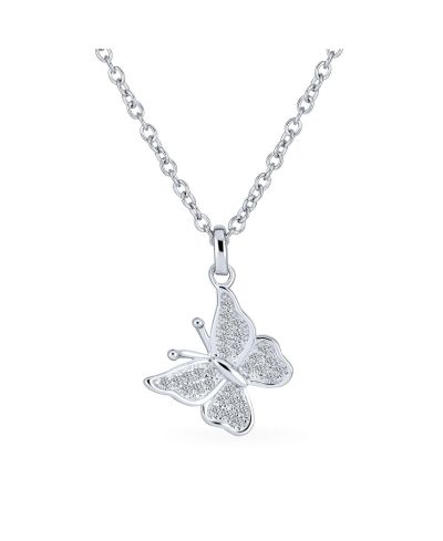 Bling Jewelry Подвеска-кулон с микро-паве CZ, прозрачный цирконий, бабочка, серебро .925, Petite