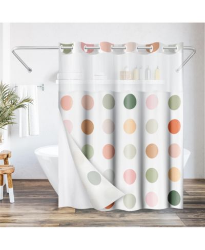 Штора для душа Americanflat Hookless Polka Dot с прозрачной панелью и люверсами 72" x 75"