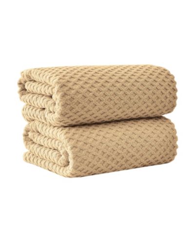 Linery & Co Cotton Diamond Waffle Texture 2-Piece Bath Sheet Set