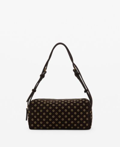Mango Women's Eyelets Detail Suede Shopper Bag