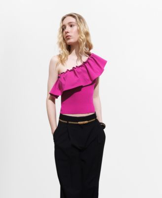 Mango Women's Combined Knit Fabric Asymmetric Top