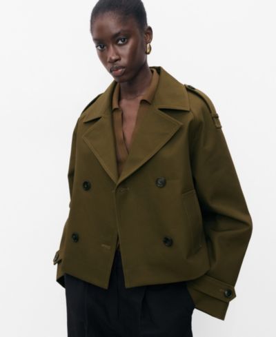 Mango Women's Oversized Short Double-Breasted Trench Coat