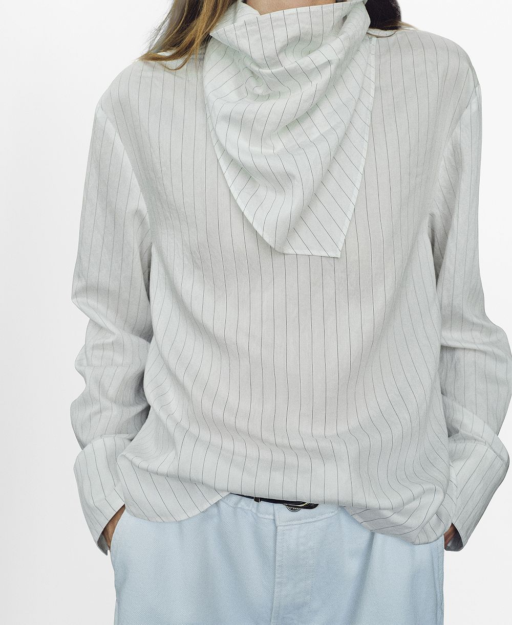 Mango Women's Handkerchief Detail Striped Blouse