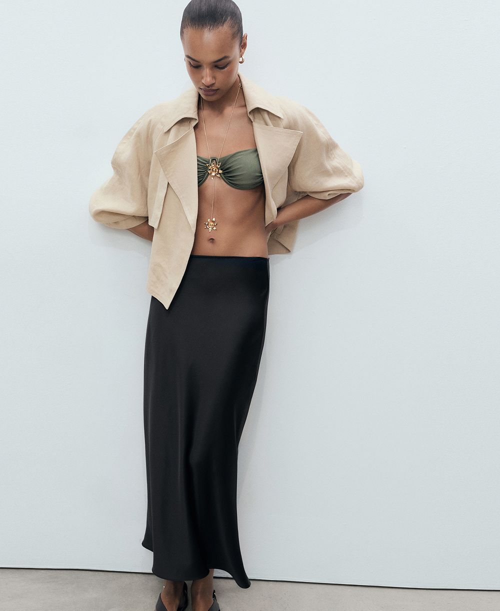 Mango Women's Satin Long Skirt