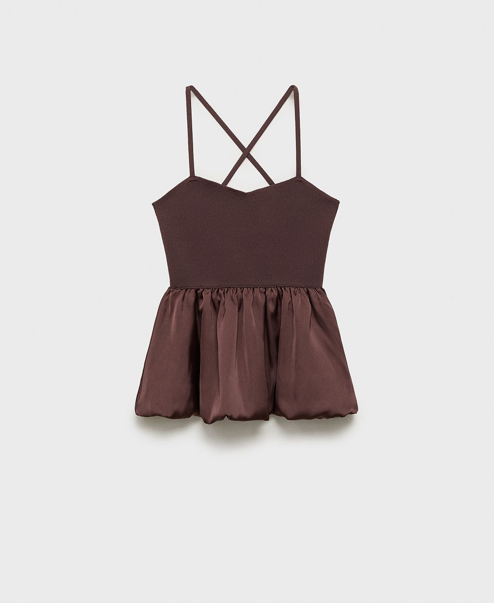 Mango Women's Crossed Back Combined Fabric Top
