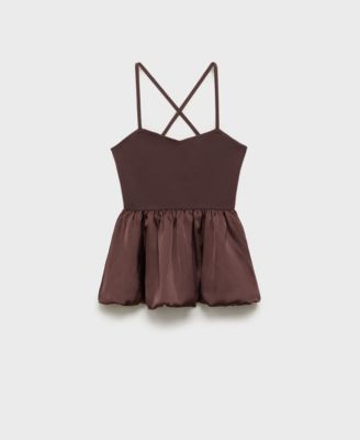 Mango Women's Crossed Back Combined Fabric Top