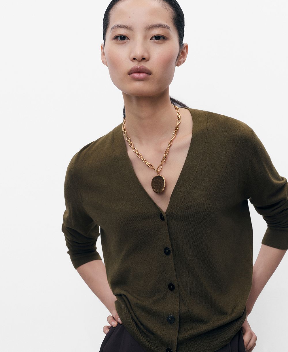 Mango Women's V-Neck Knitted Cardigan