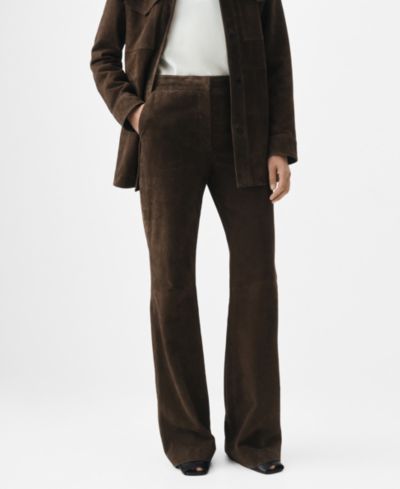 Mango Women's Selection Suede Flare Pants