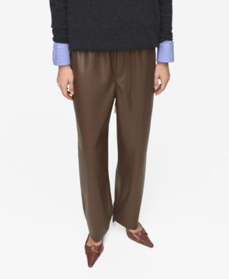 Женские брюки Mango Leather-Effect Elastic Waist