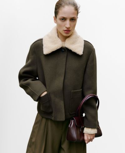 Mango Женский жакет Mango Borg Collar Wool Blend