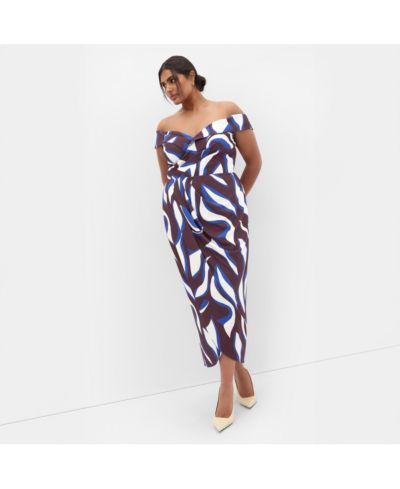 CITY CHIC Women's Claire Print Off Shoulder Dress