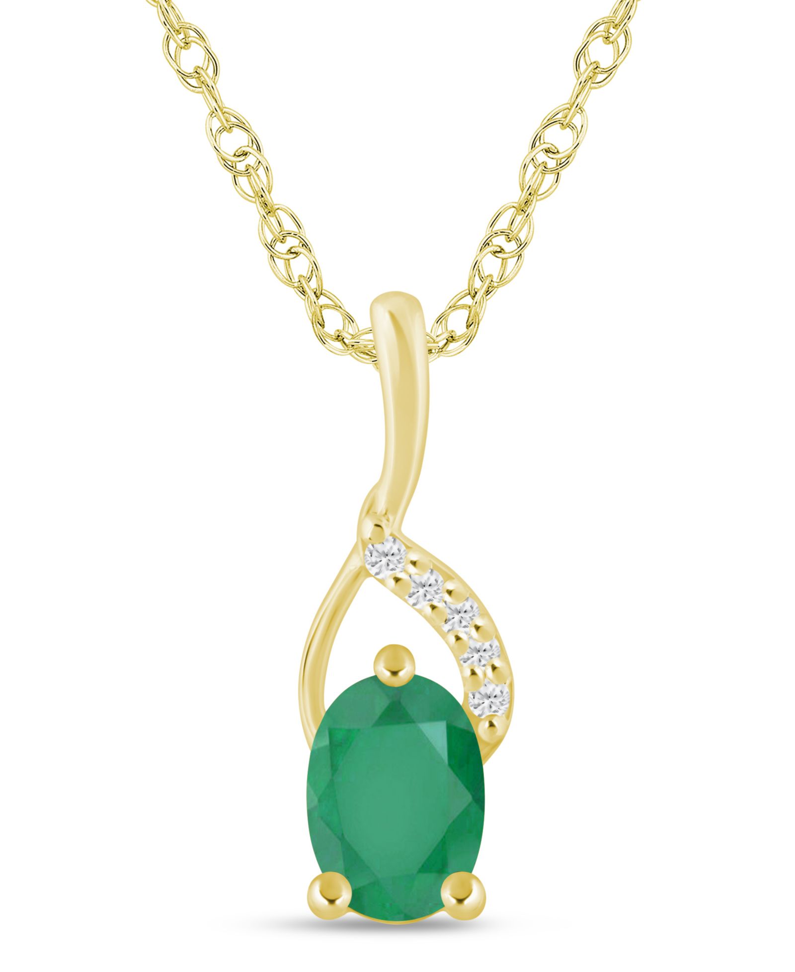Macy's Gemstone and Diamond Accent Pendant Necklace in 10k White Gold