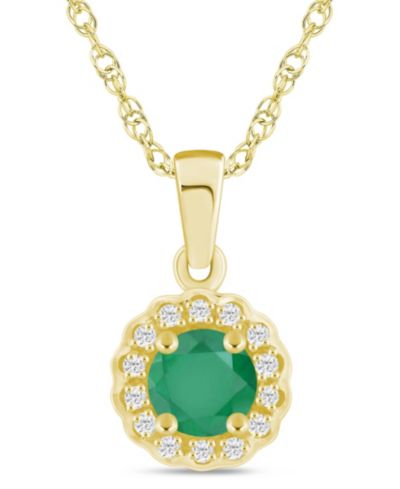 Подвеска Macy's Gemstone and Diamond Halo 10k White Gold