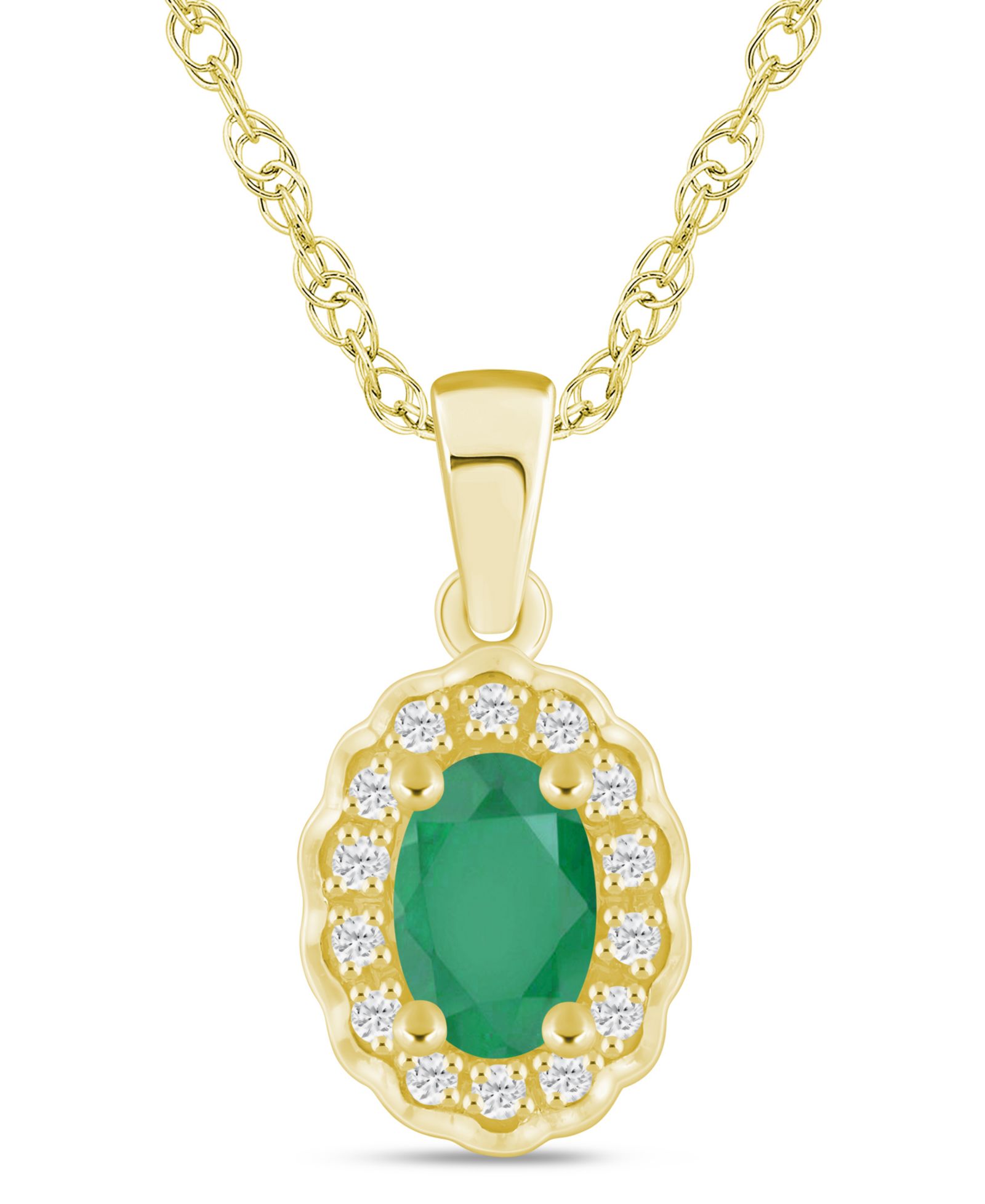 Подвеска-кулон Macy's Gemstone and Diamond Halo в 10k White Gold (1/20 ct. t.w.)