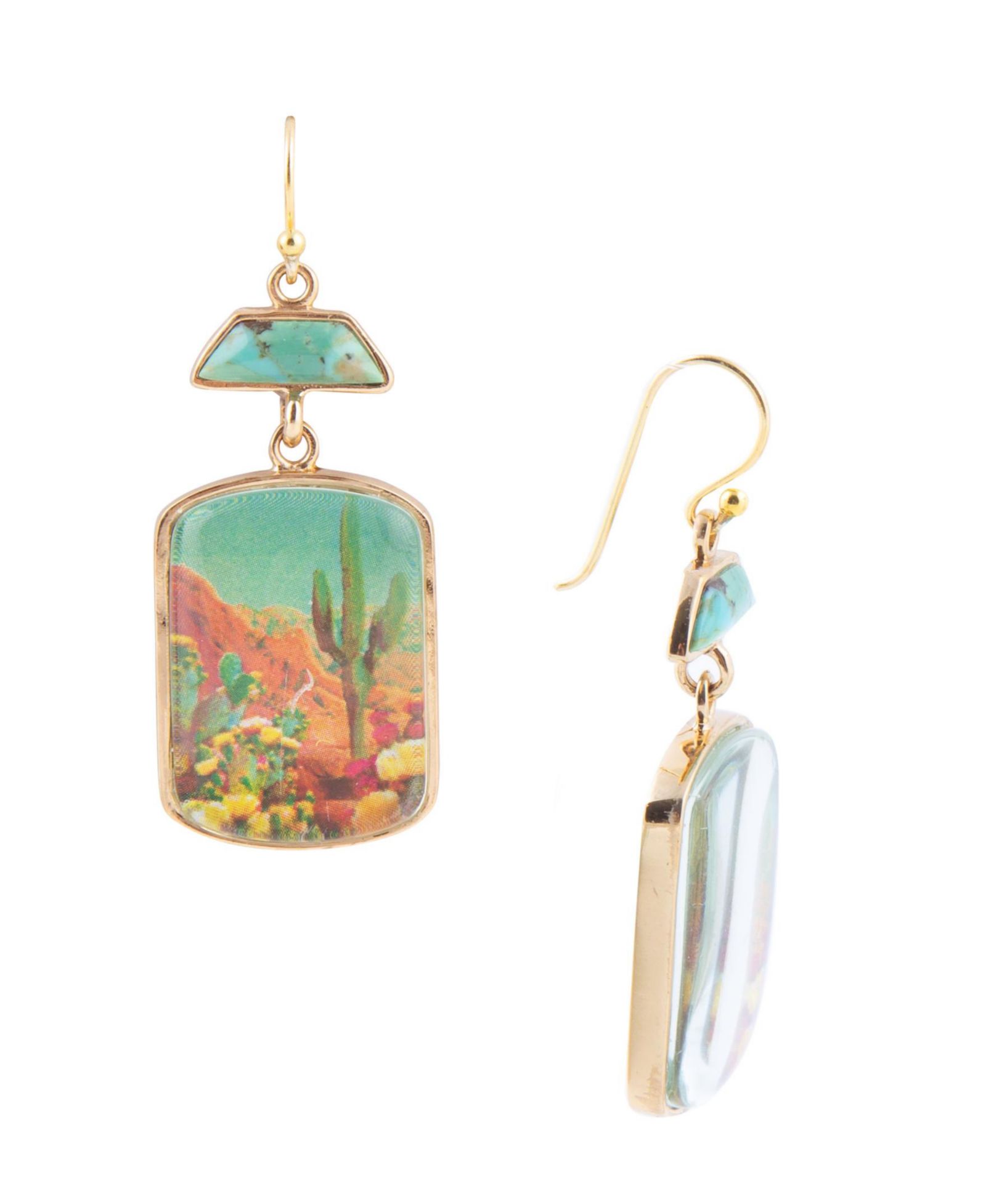 Серьги Barse Scenic Sedona Desert Blue Turquoise Golden Drop