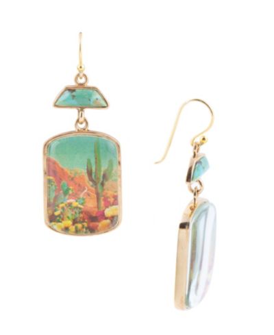 Серьги Barse Scenic Sedona Desert Blue Turquoise Golden Drop