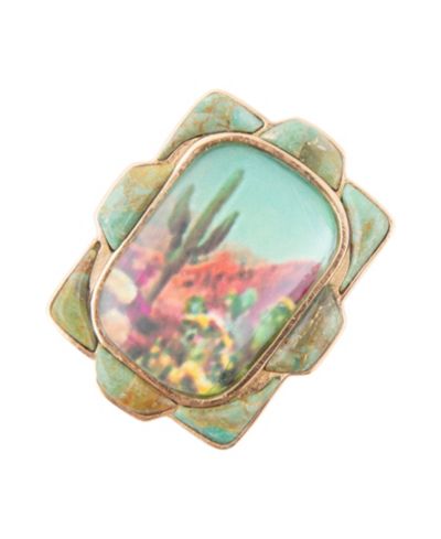 Кольцо Barse Scenic Desert Sedona Blue Turquoise Golden