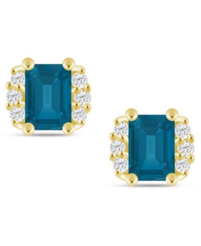 Серьги-гвоздики Macy's с драгоценными камнями и бриллиантами 1/3" в белом золоте 10K