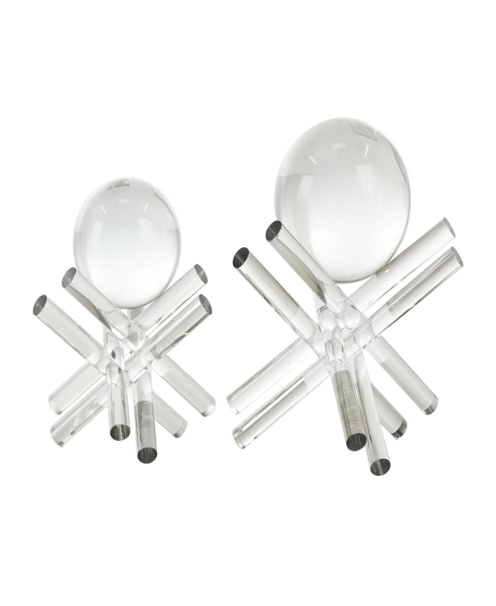 Rosemary Lane Crystal Jack Inspired Decorative Sculpture with Clear Resting Orbs, Set of 2