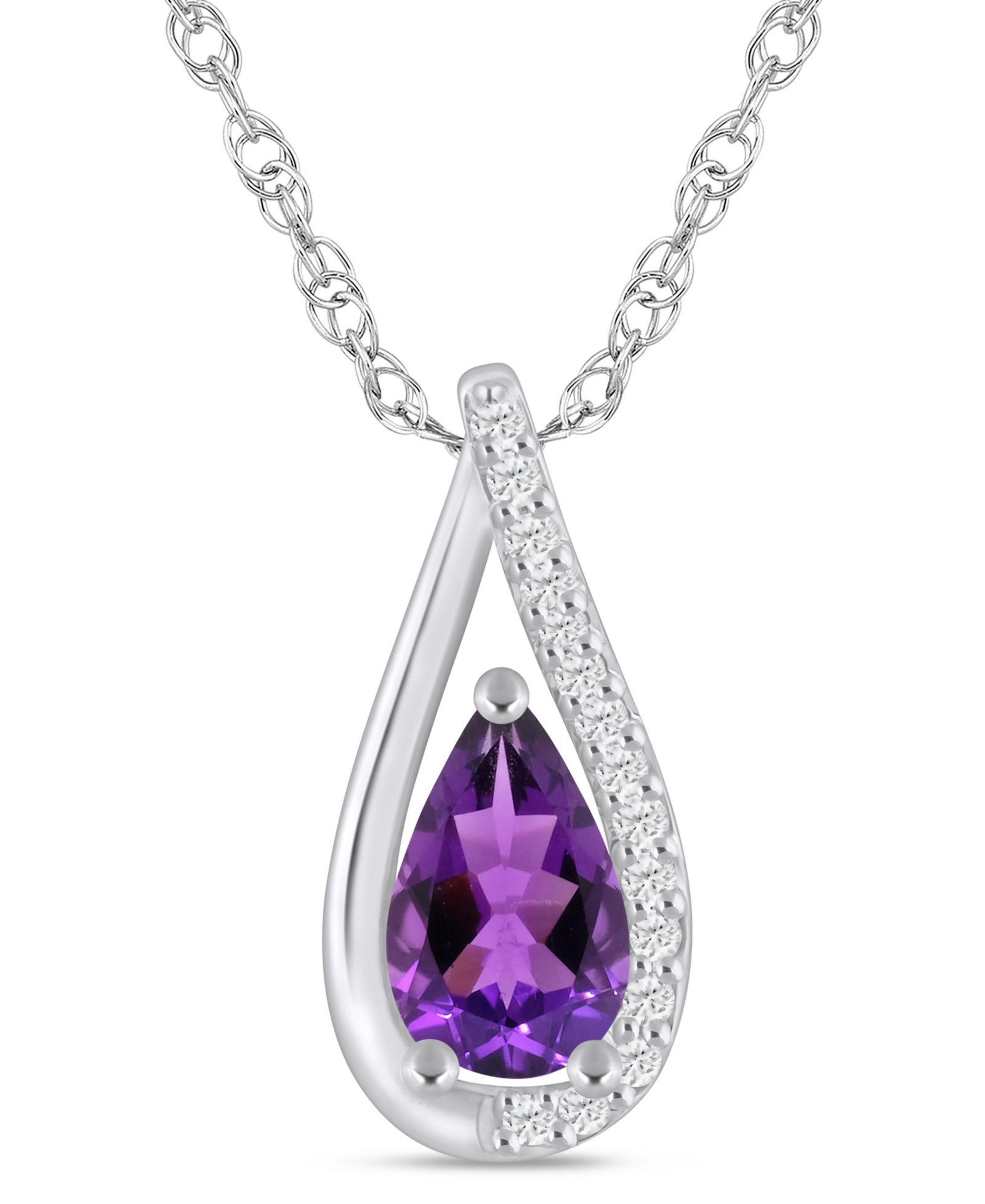 Подвеска с драгоценными камнями и бриллиантами Macy's (1/10 ct. t.w.) в белом золоте 10k