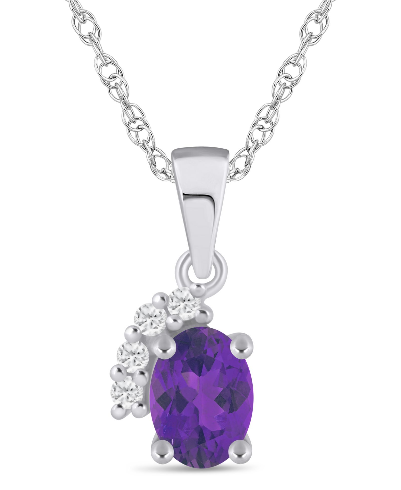 Ожерелье-подвеска Gemstone and Diamond Pendant Necklace 10k White Gold