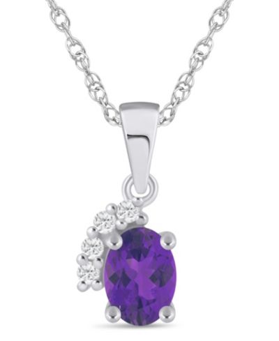 Ожерелье-подвеска Gemstone and Diamond Pendant Necklace 10k White Gold