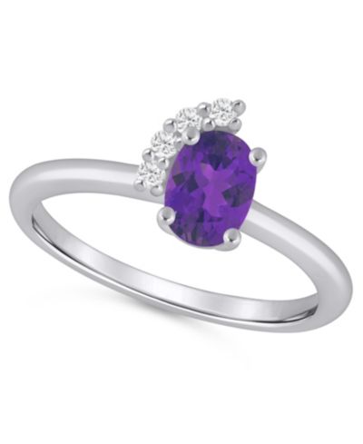 Кольцо Macy's Amethyst (3/4 ct. t.w.) и White Diamond (1/20 ct. t.w.) в 10k White Gold