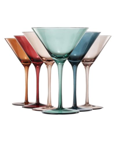 Классические бокалы для мартини The Wine Savant Art Deco Pastel Muted, набор из 6 шт
