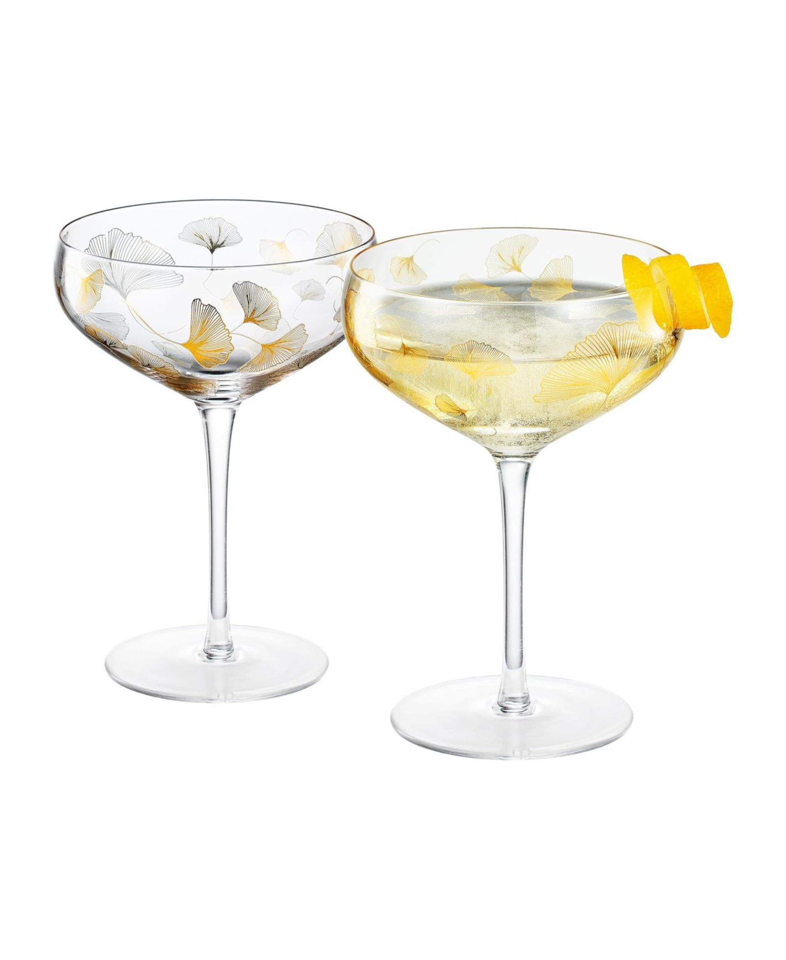 Набор бокалов для шампанского The Wine Savant Vintage Ginkgo Leaf, 2 шт.