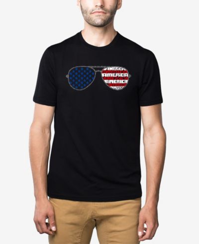 LA Pop Art Men's Cotton/Poly Blend Word Art T-Shirt - America Sunglasses