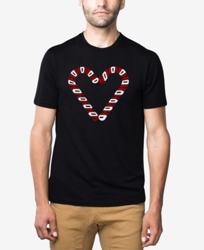 Мужская футболка LA Pop Art Cotton/Poly Blend Word Art - Candy Canes Heart