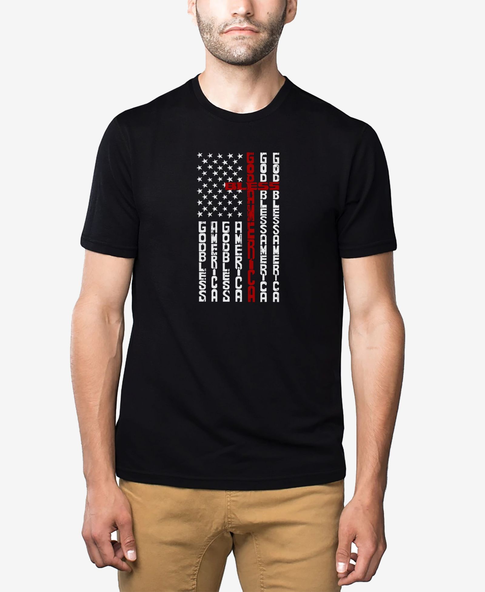 Мужская футболка LA Pop Art из смеси хлопка и полиэстера с принтом Cross American Flag
