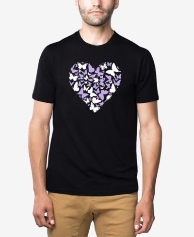 LA Pop Art Men's Cotton/Poly Blend Word Art T-Shirt - Butterfly Heart