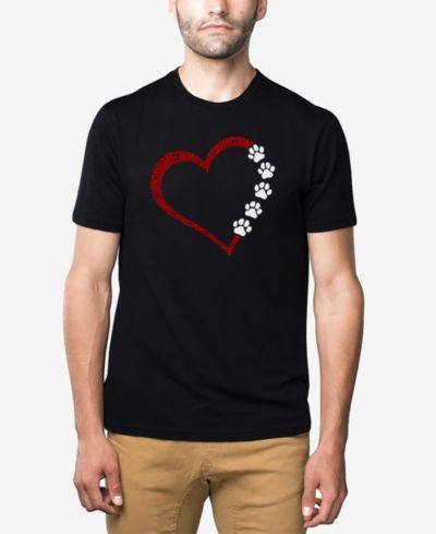 LA Pop Art Мужская футболка из смеси хлопка и полиэстера Word Art - Meow Heart