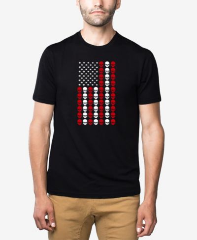 LA Pop Art Мужская футболка Cotton/Poly Blend Word Art - Skull Flag