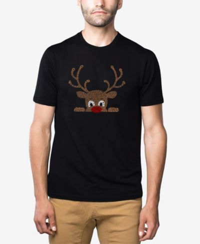 Мужская футболка LA Pop Art Cotton/Poly Blend Word Art Peeking Reindeer