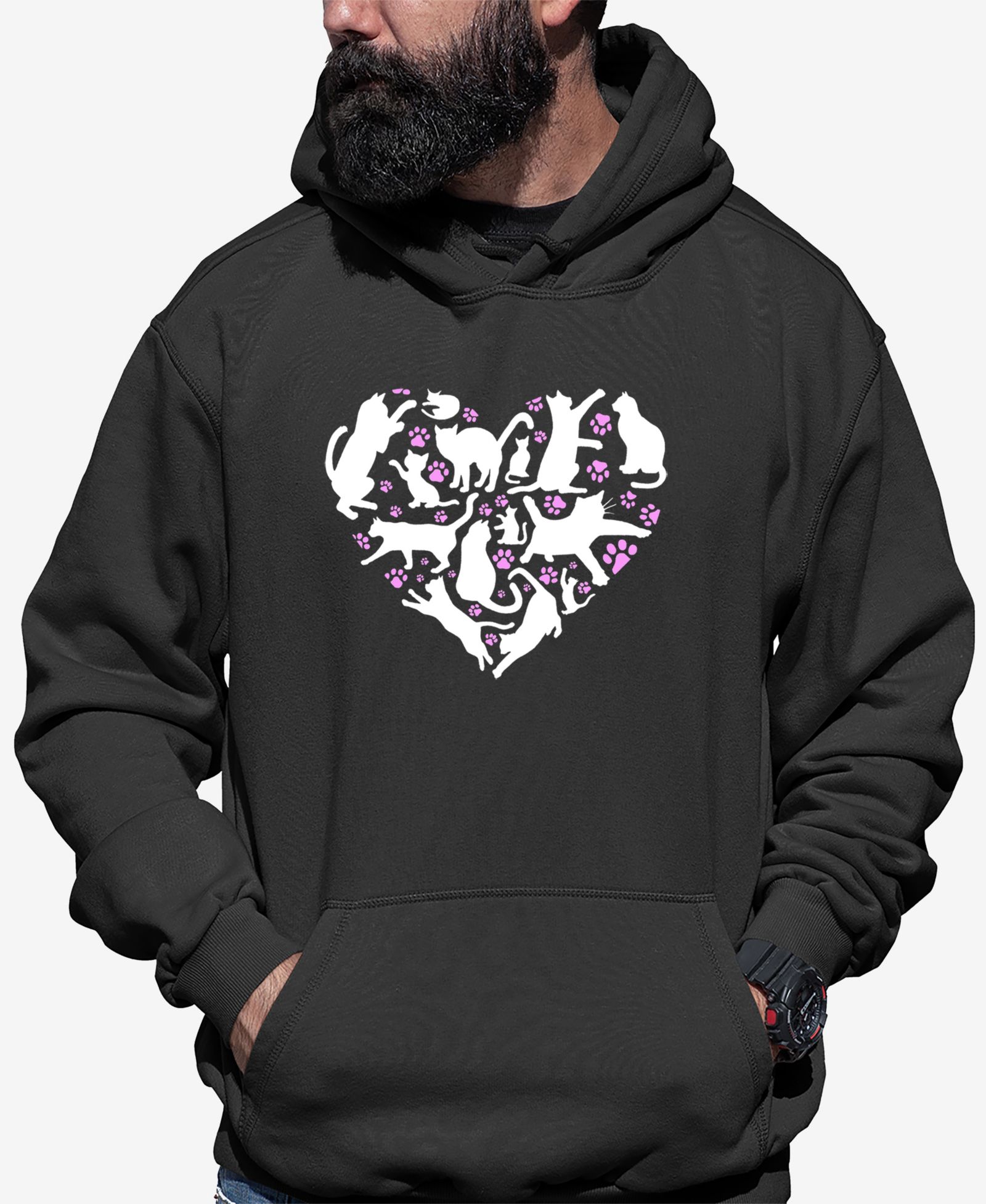 LA Pop Art Мужской худи с принтом Cat Heart Word Art