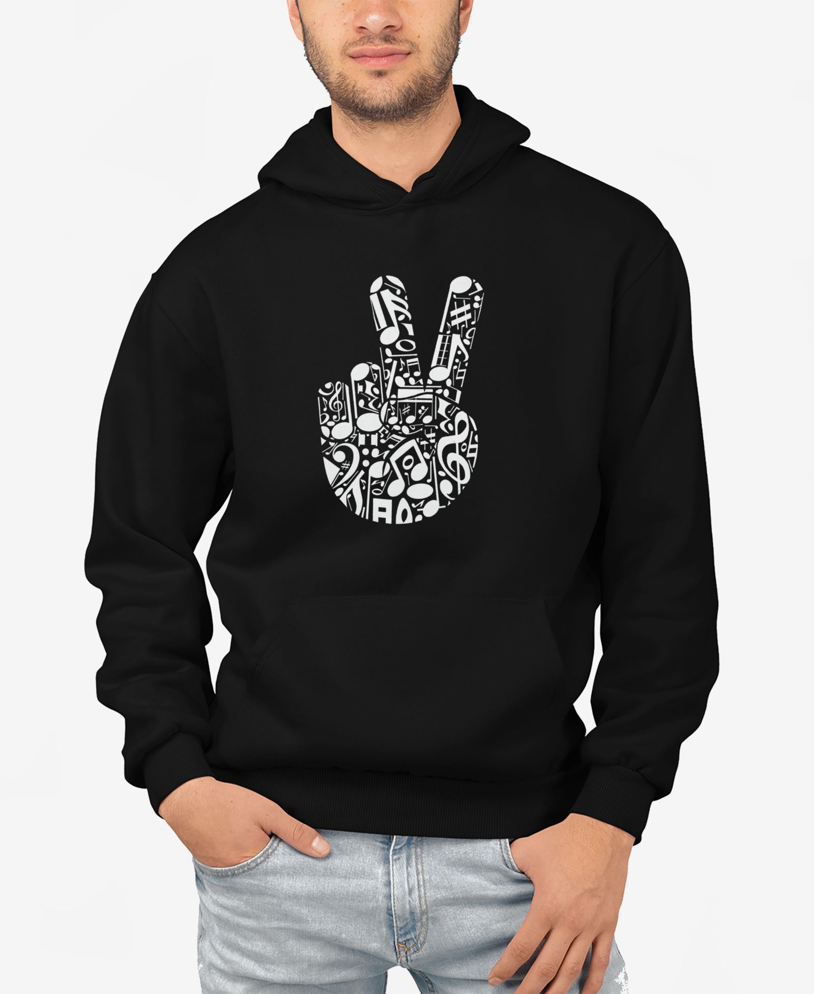 LA Pop Art мужское худи с принтом Peace Finger Notes Word Art