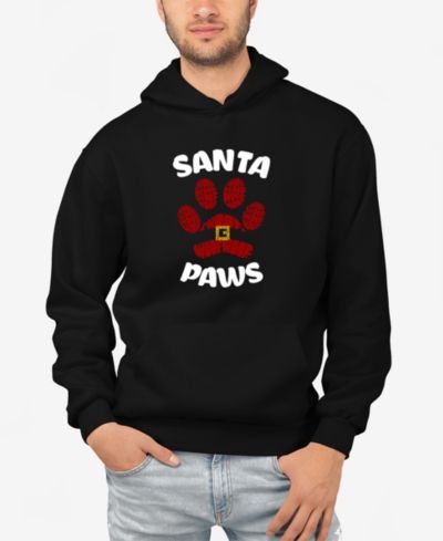 LA Pop Art Men's Santa Paws Word Art Hooded Sweatshirt