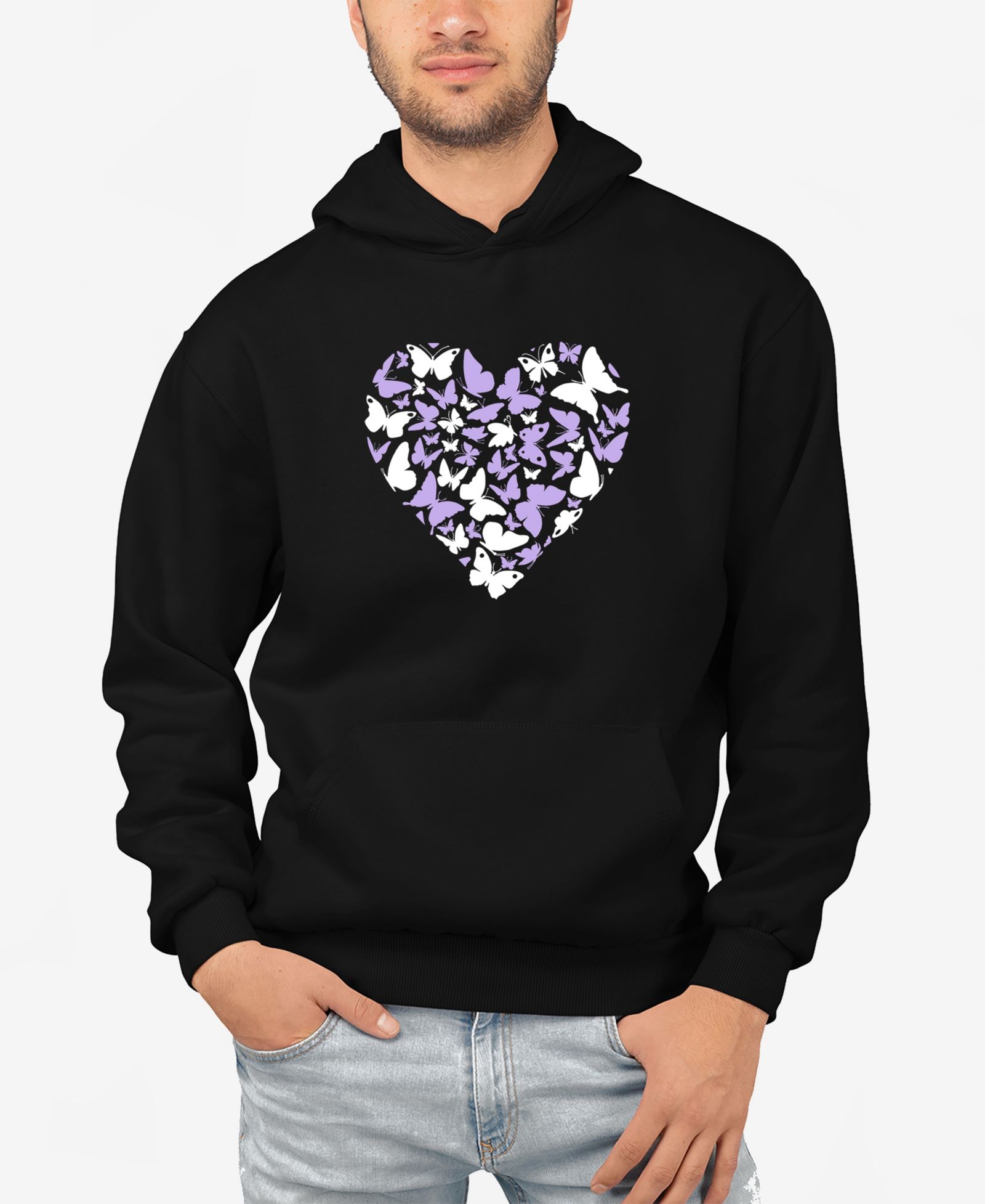 Мужское худи LA Pop Art Butterfly Heart Word Art