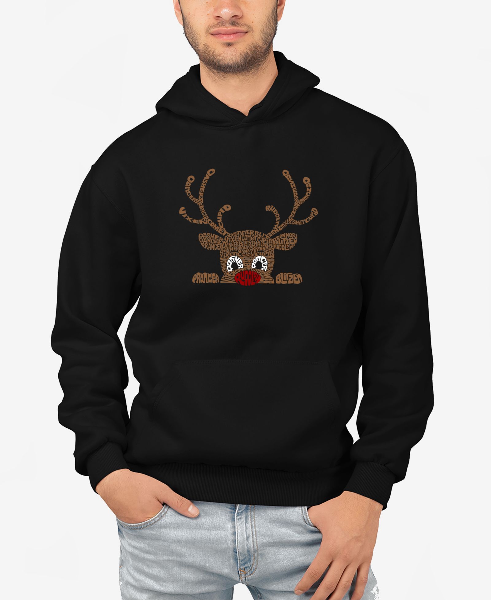 Худи LA Pop Art Men's Peeking Reindeer Word Art