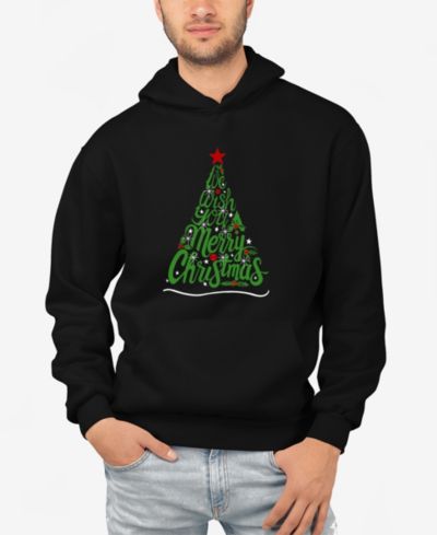 LA Pop Art Men's We Wish You A Merry Christmas Word Art Hooded Sweatshirt